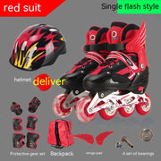 Pu Single Wheel Adjustable Children's Roller Skates - Memoriex 