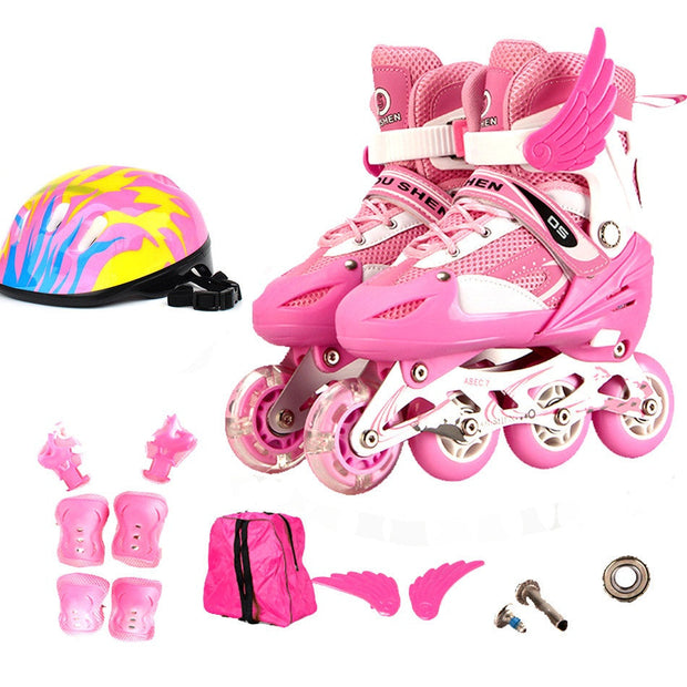 Pu Single Wheel Adjustable Children's Roller Skates - Memoriex 