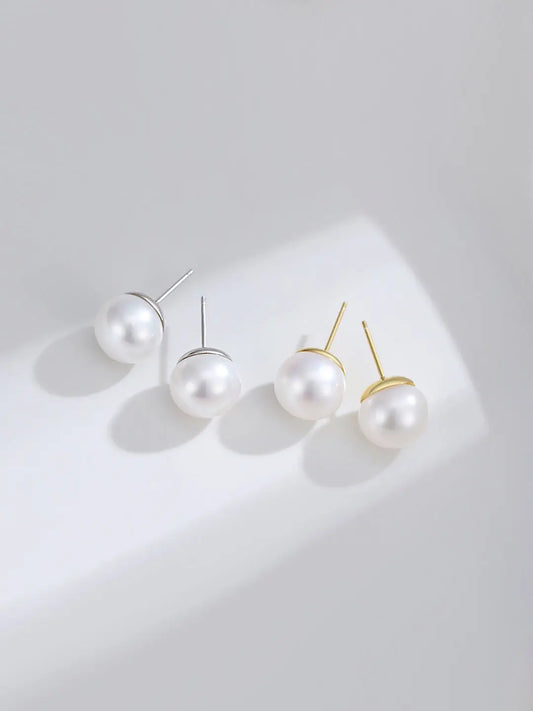 Pure Freshwater Pearl Stud Earrings-0