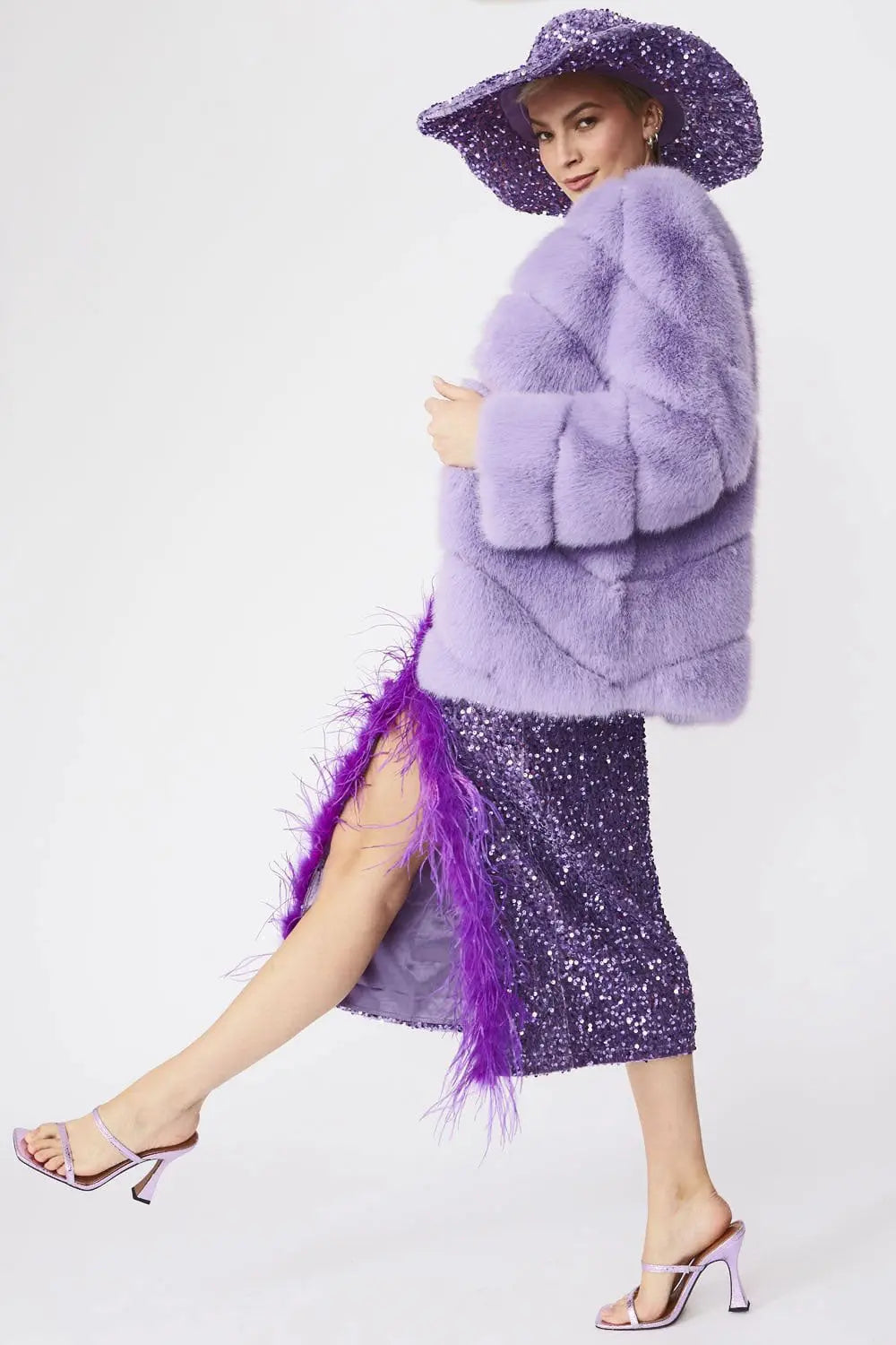 Purple Sequin Handmade Flapper Hat-1