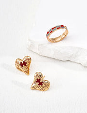 Puzzle Heart Love Stud Earrings-3