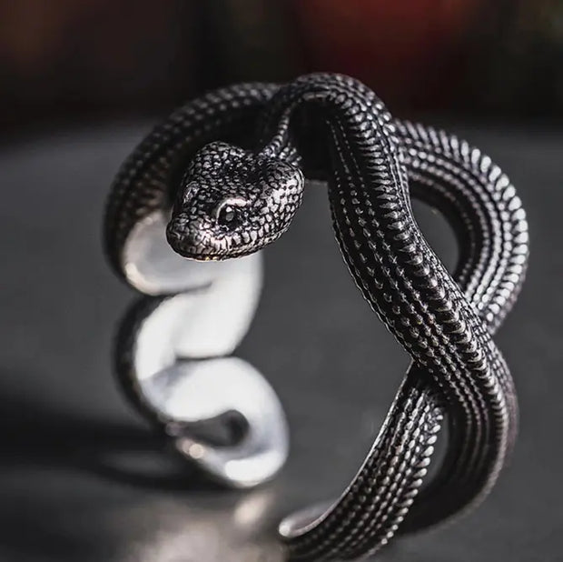 Python ring dark punk three dimensional snake ring snake winding ring - Memoriex 