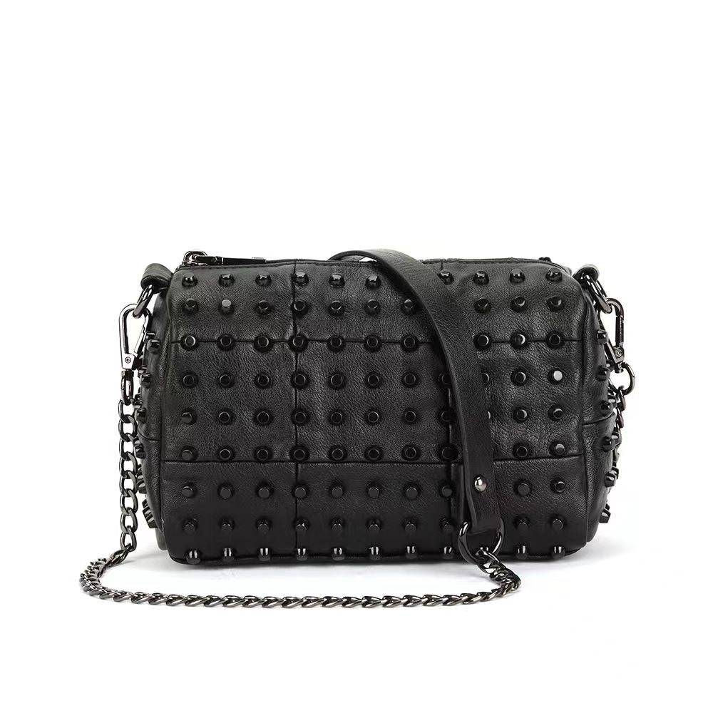 Womens Studded Satchel Shoulder Bag-0