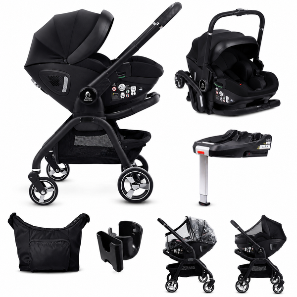 For Your Little One Qubi Infant Car Seat Stroller 7 Piece Bundle - Eclipse Black-0