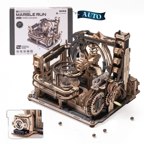 ROKR Marble Run Electric Spaceport 3D Wooden Puzzle Toys Games Boy Xmas Gift - Memoriex 