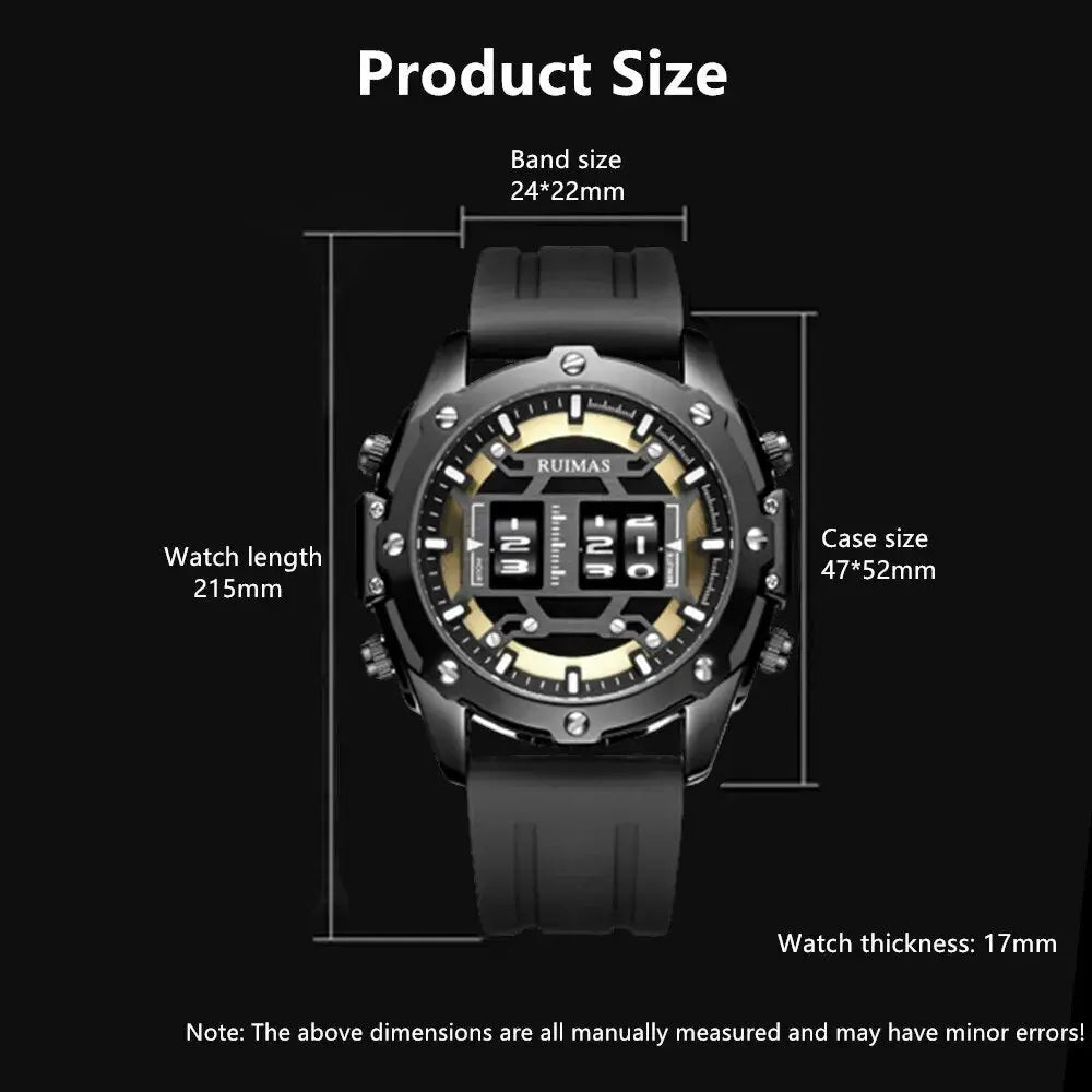 RUIMAS Mens Watches Roller Pointer Sports Quartz WristWatch Fashion  Luxury Silicone Strap Waterproof Relogio Masculino-3