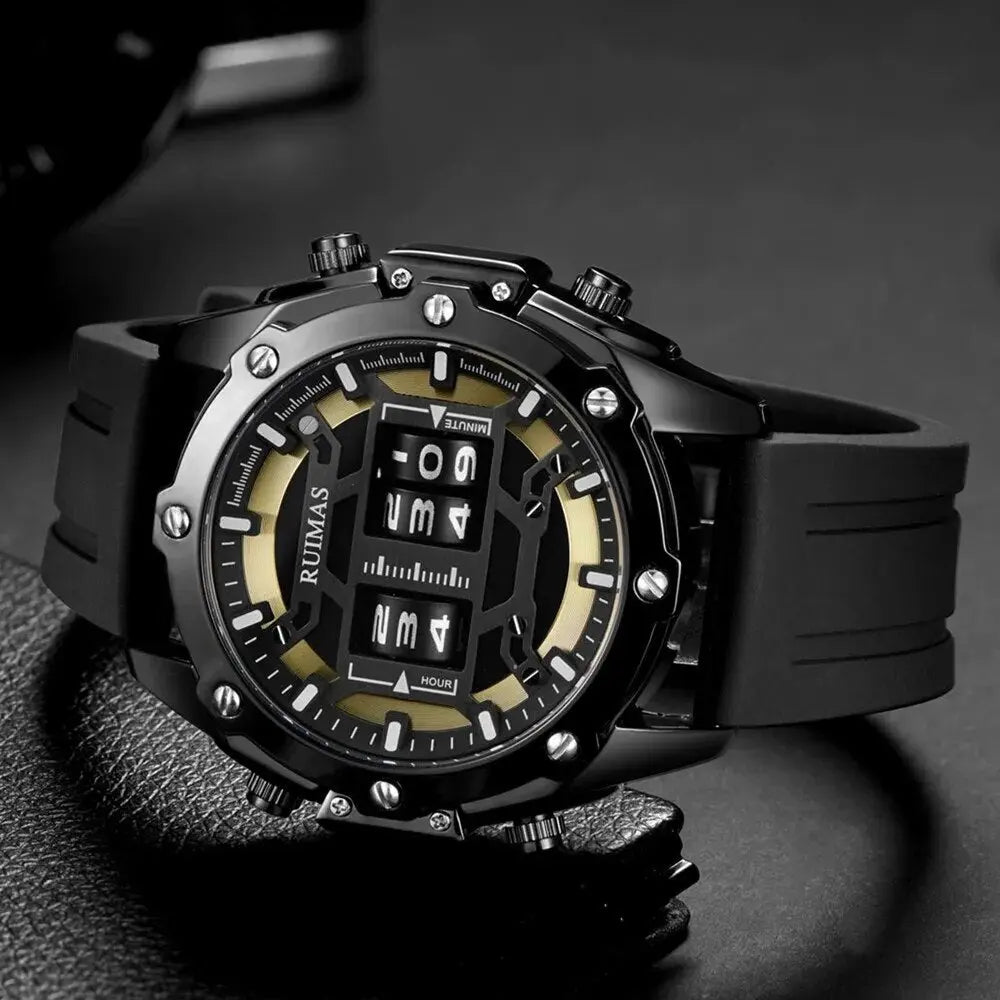 RUIMAS Mens Watches Roller Pointer Sports Quartz WristWatch Fashion  Luxury Silicone Strap Waterproof Relogio Masculino-4