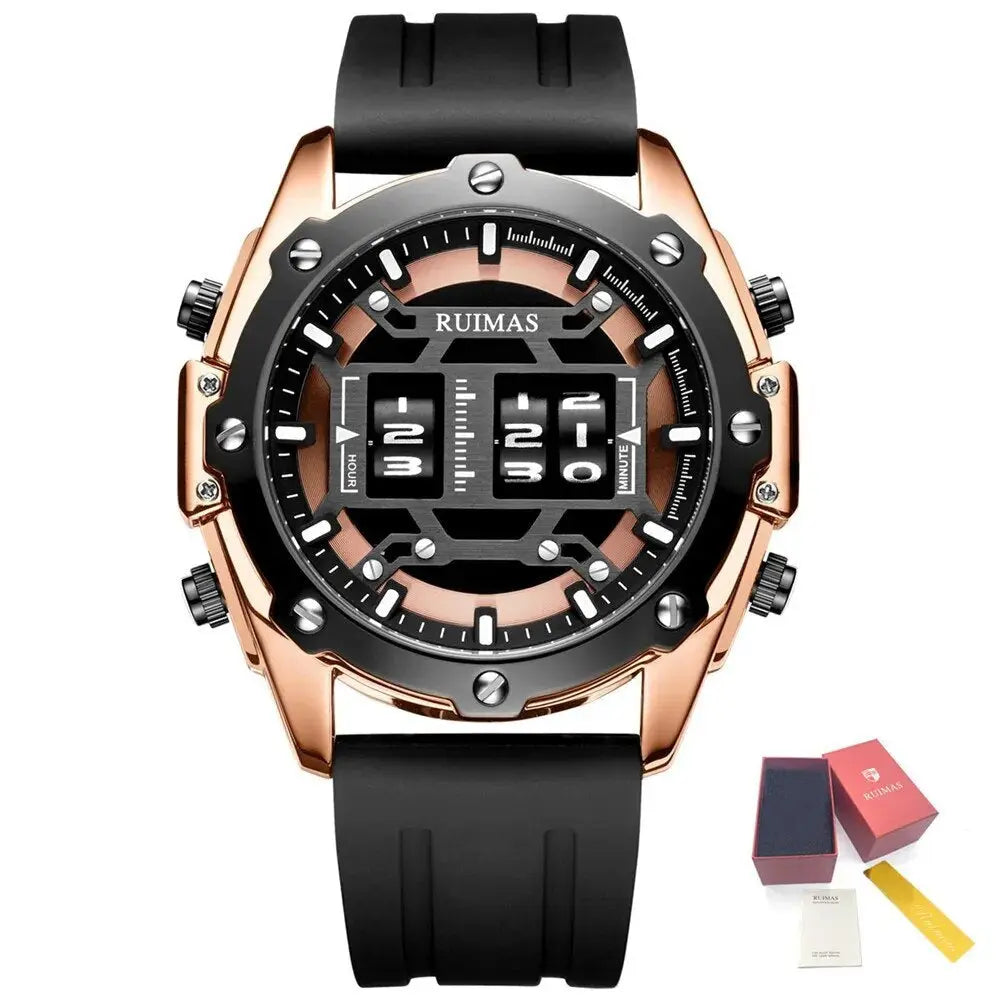 RUIMAS Mens Watches Roller Pointer Sports Quartz WristWatch Fashion  Luxury Silicone Strap Waterproof Relogio Masculino-6