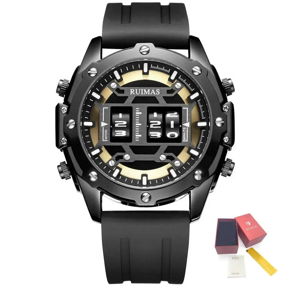 RUIMAS Mens Watches Roller Pointer Sports Quartz WristWatch Fashion  Luxury Silicone Strap Waterproof Relogio Masculino-7