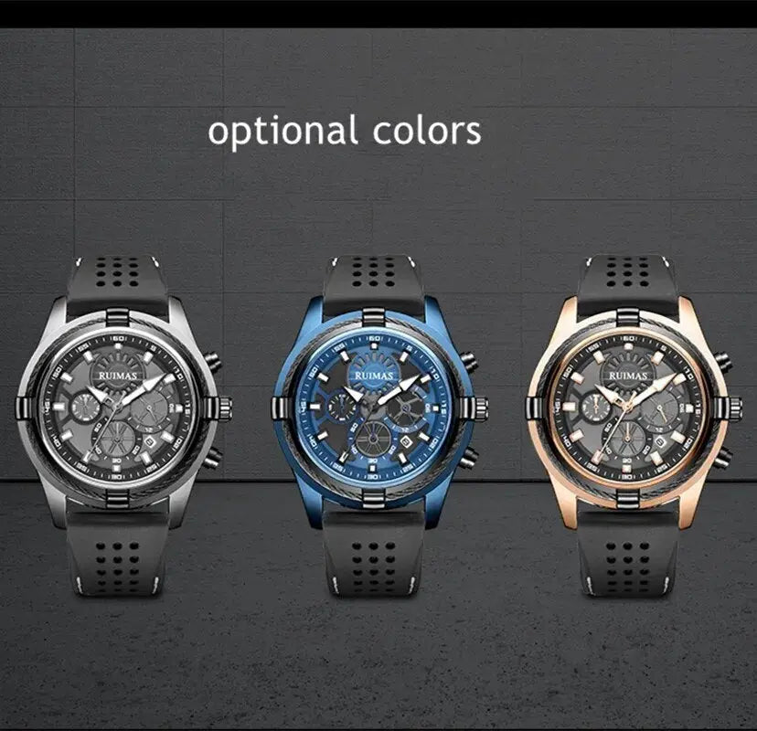 RUIMAS Top Luxury Quartz Wristwatches Men Silicone Large Dial  Military Sports Watches Waterproof Luminous Date Reloj Hombre-3