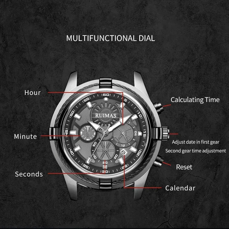 RUIMAS Top Luxury Quartz Wristwatches Men Silicone Large Dial  Military Sports Watches Waterproof Luminous Date Reloj Hombre-5