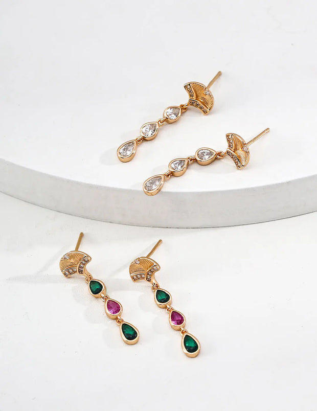 Radiant Zircon Teardrop Fan Earrings-0