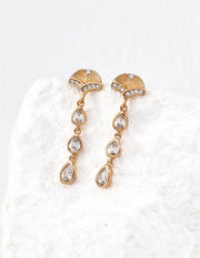 Radiant Zircon Teardrop Fan Earrings-1