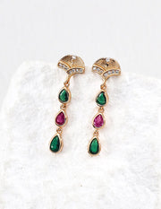 Radiant Zircon Teardrop Fan Earrings-2