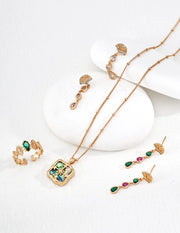 Radiant Zircon Teardrop Fan Earrings-3