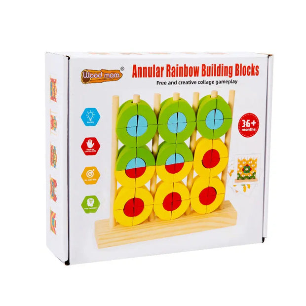 Rainbow Creative Building Blocks Set Column Puzzle Shape Recognition Wooden Stacking Music Puzzle Christmas Toy Gift - Memoriex 