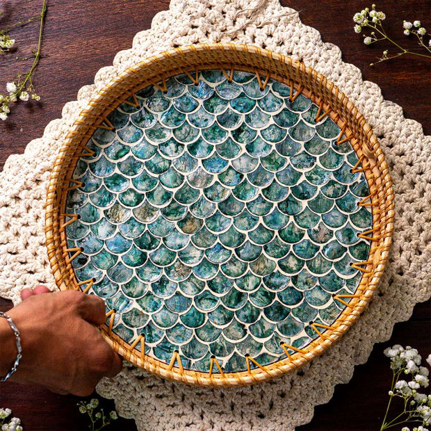 Rattan Trays • Mother of Pearl • Cascade (Multiple Sizes)-3