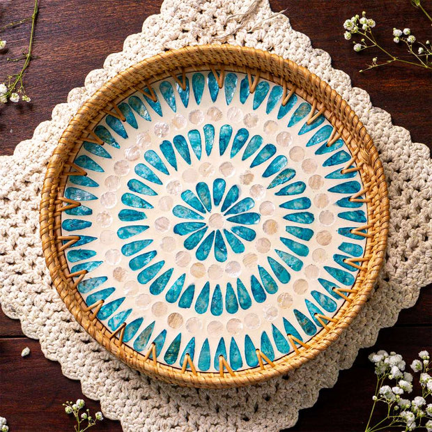 Rattan Trays • Mother of Pearl • Ripple (Multiple Sizes)-0