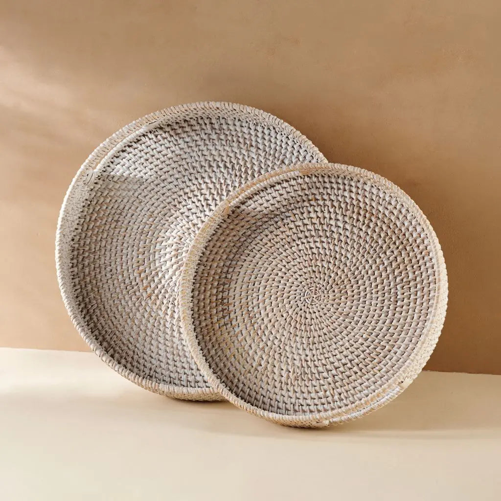 Rattan Trays • Whitewashed (Multiple Sizes)-1