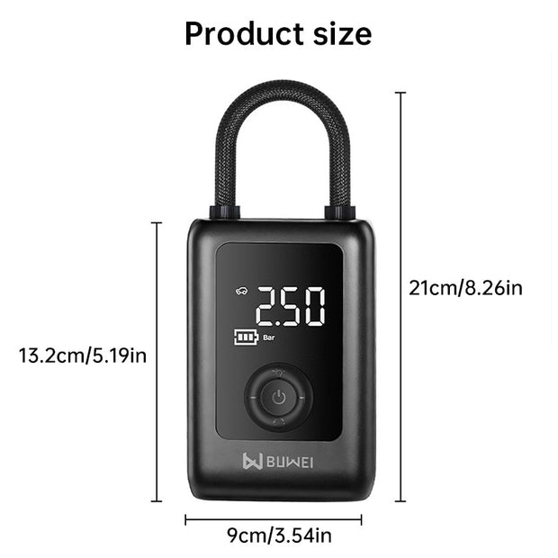 Portable Digital Tire Inflator with LCD Display, 150 PSI Cordless Air Pump for Car, Bike, Motorcycle, and Ball, USB-C Rechargeable with Power Bank - Memoriex