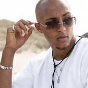 Rectangle Sunglasses Women Men Brand Design Rimless Square Sun Glasses For Man Alloy Frame Gradient Sunglasses - Memoriex 