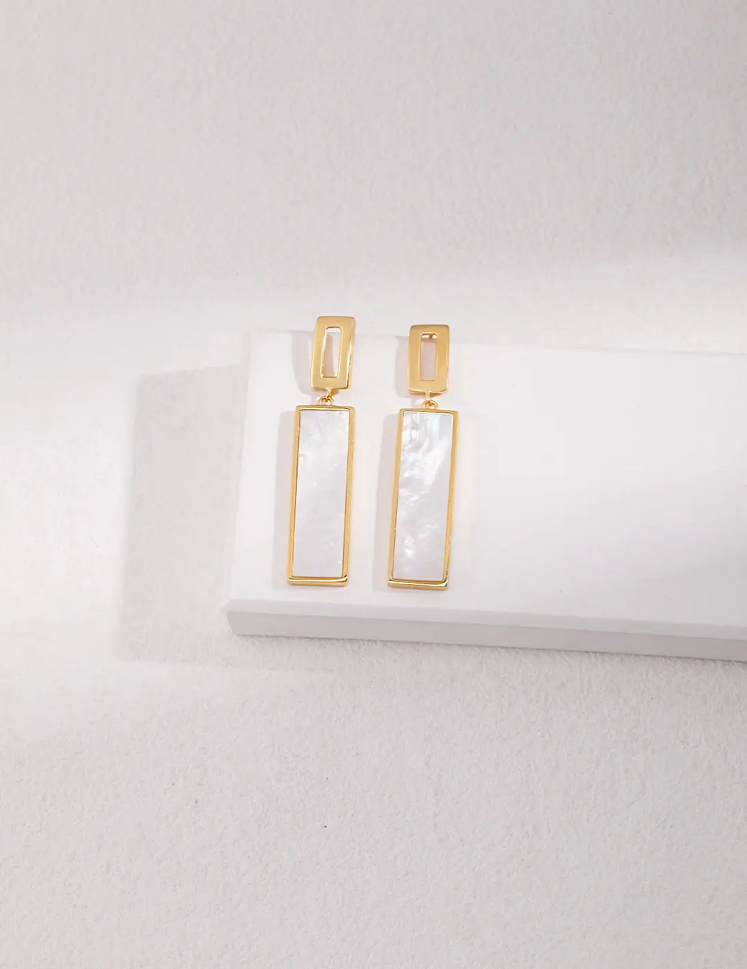 Rectangular Shaped Drop Shell Earrings-1