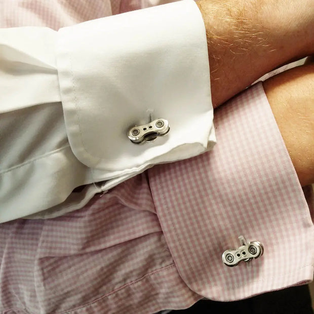 Recycled Bicycle Chain Cufflinks (3 Colours Available) - Memoriex 