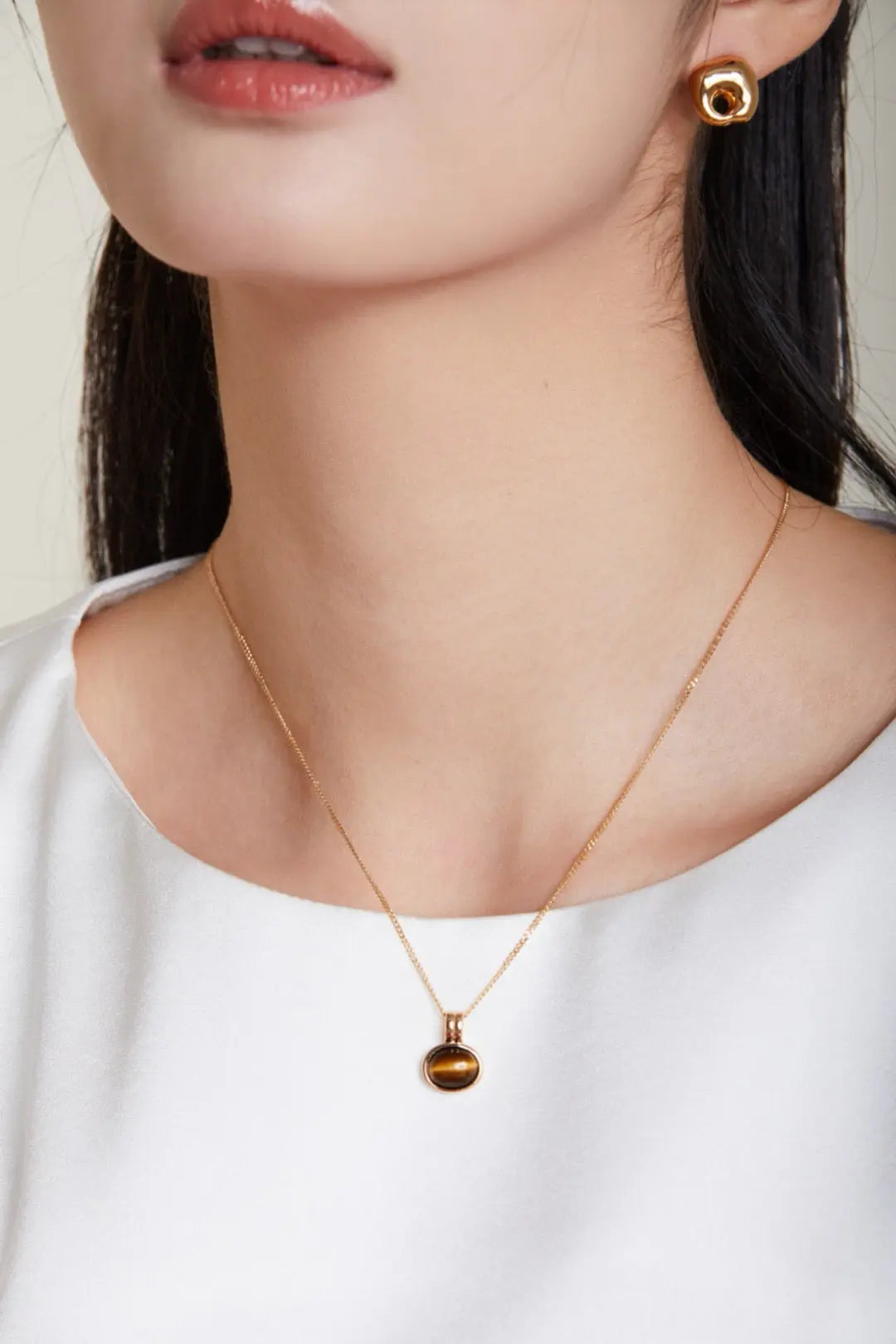 Natural Tiger Eye Stone / Red Agate Necklace - Memoriex