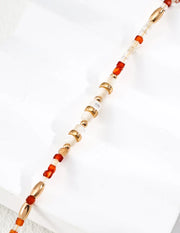 Red Agate & White Pearl Bracelet-1