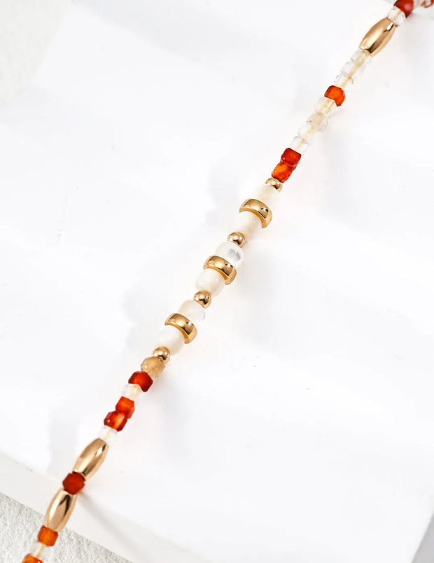 Red Agate & White Pearl Bracelet-1