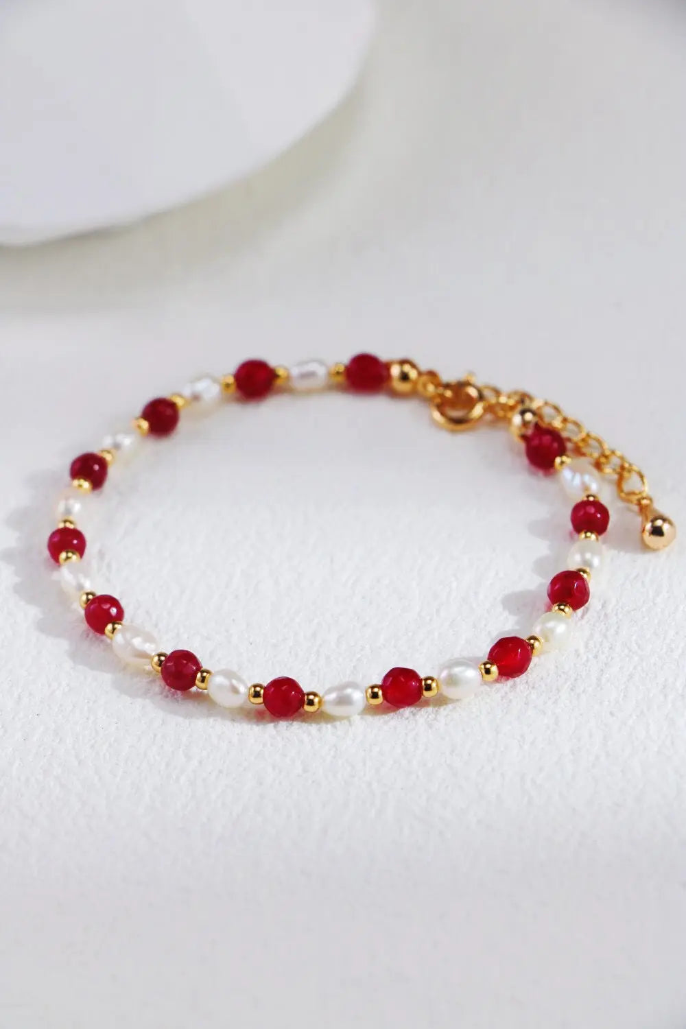 Red Beaded With Baroque Pearl Necklace-2