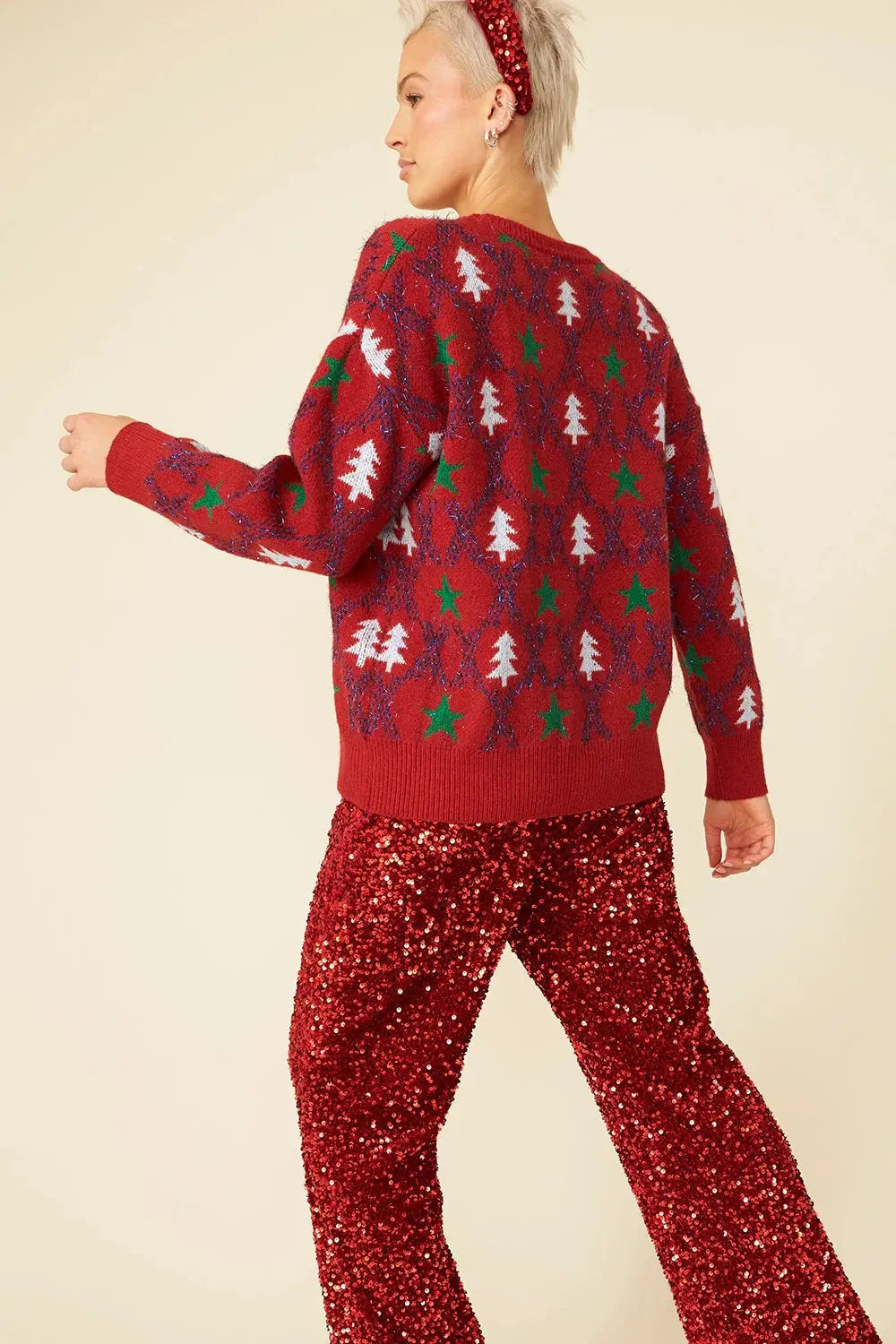 Red Cashmere and Banana Blend Christmas Jumper-3