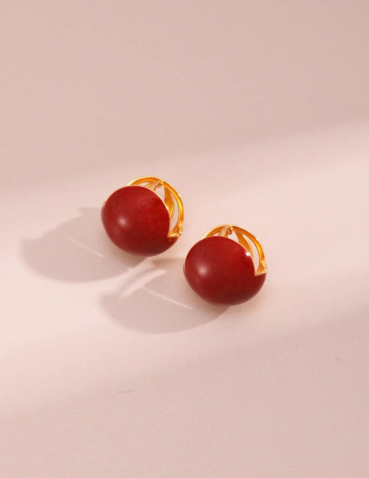 Red Cherry Enamel Glaze Earrings-0