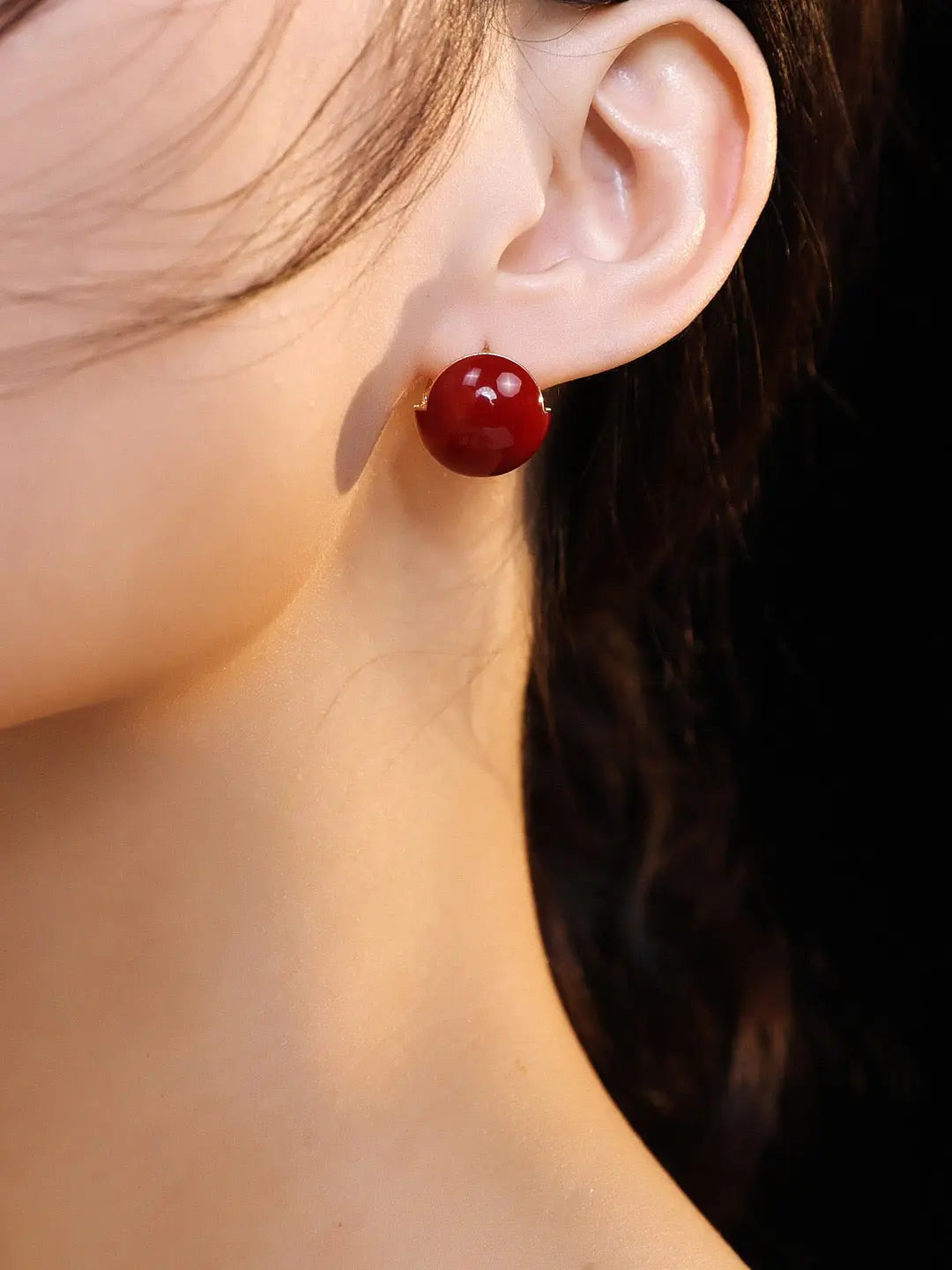 Red Cherry Enamel Glaze Earrings-4