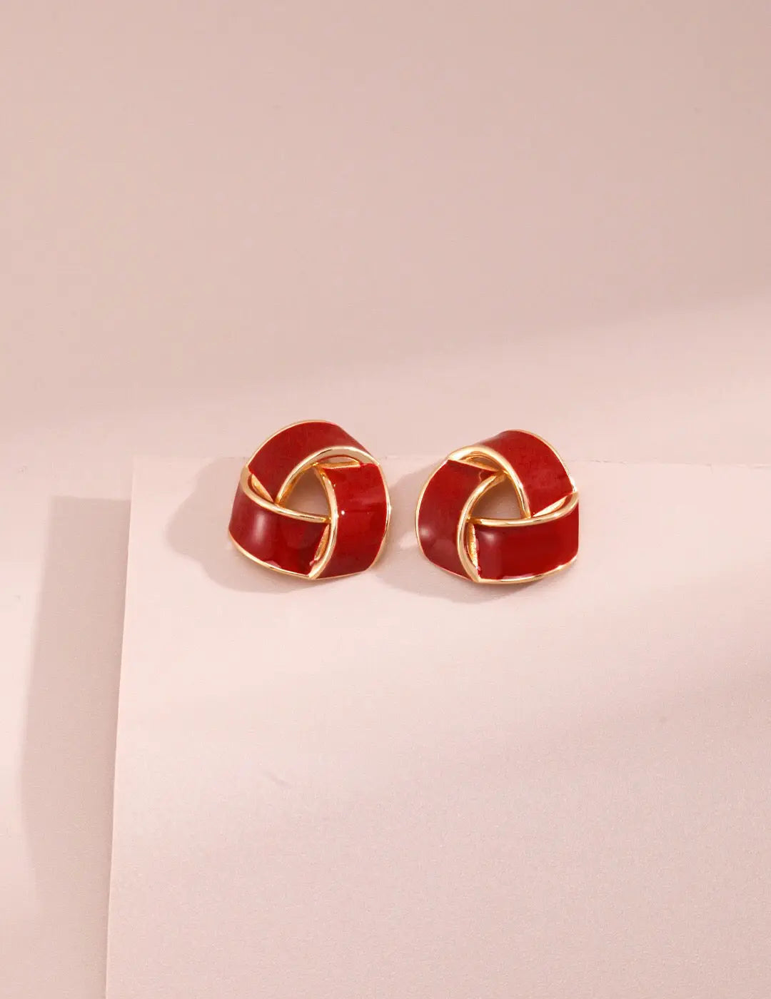 Red Drip Glaze Triangle Earrings-1