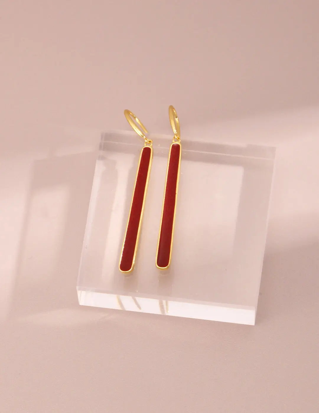 Red Dripping Glaze Earrings-1