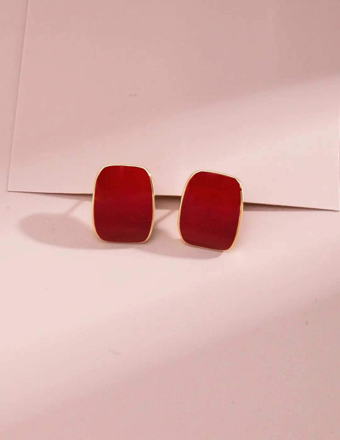 White / Red Enamel Dripping Glaze Stud Earrings-1