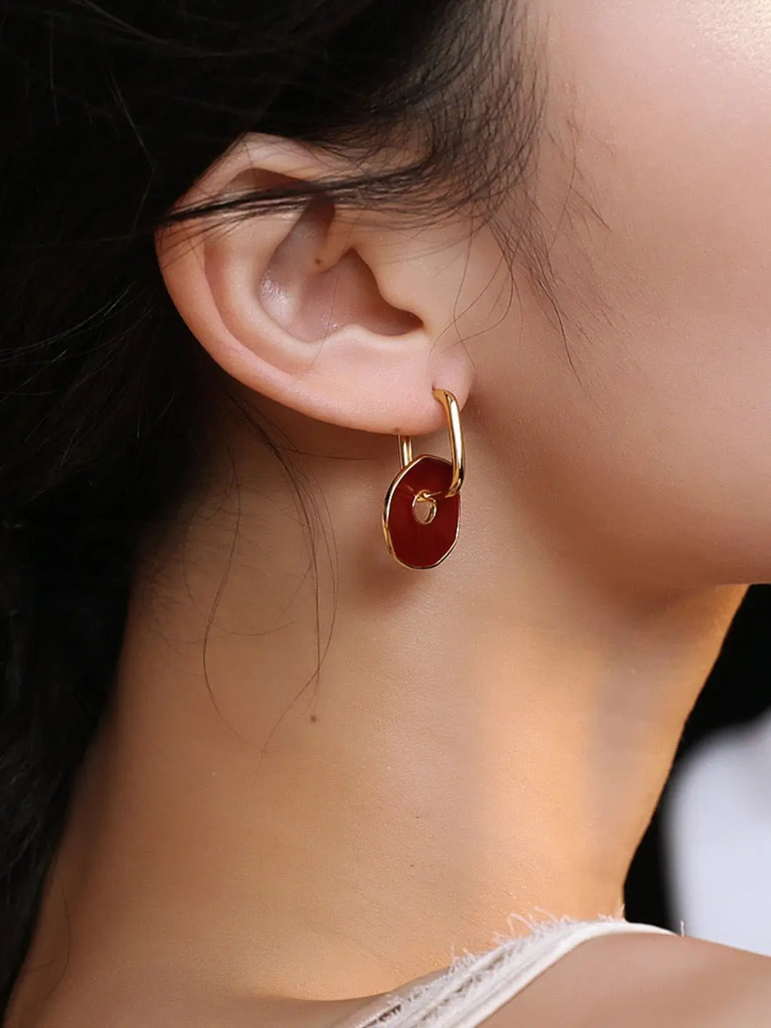 Red Enamel Special Design Earrings - Memoriex