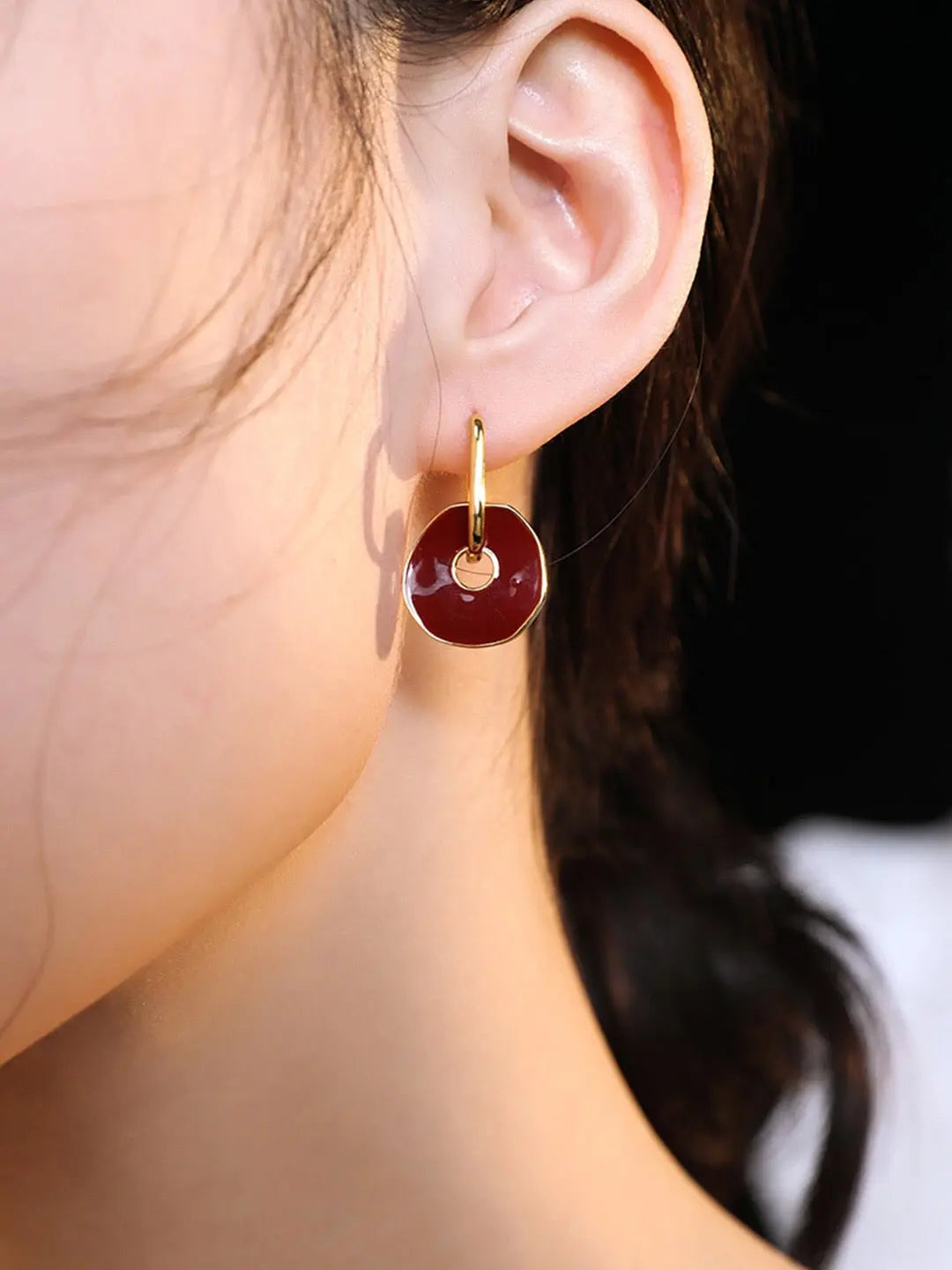 Red Enamel Special Design Earrings - Memoriex