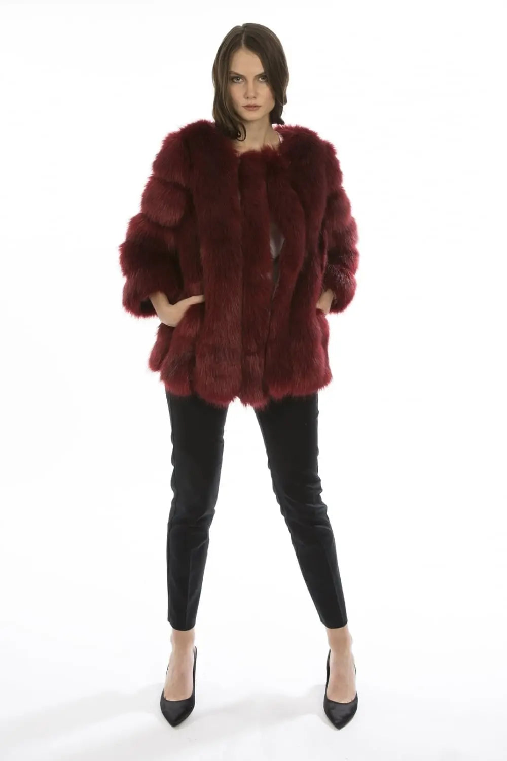 Red Faux Fur Coat-0