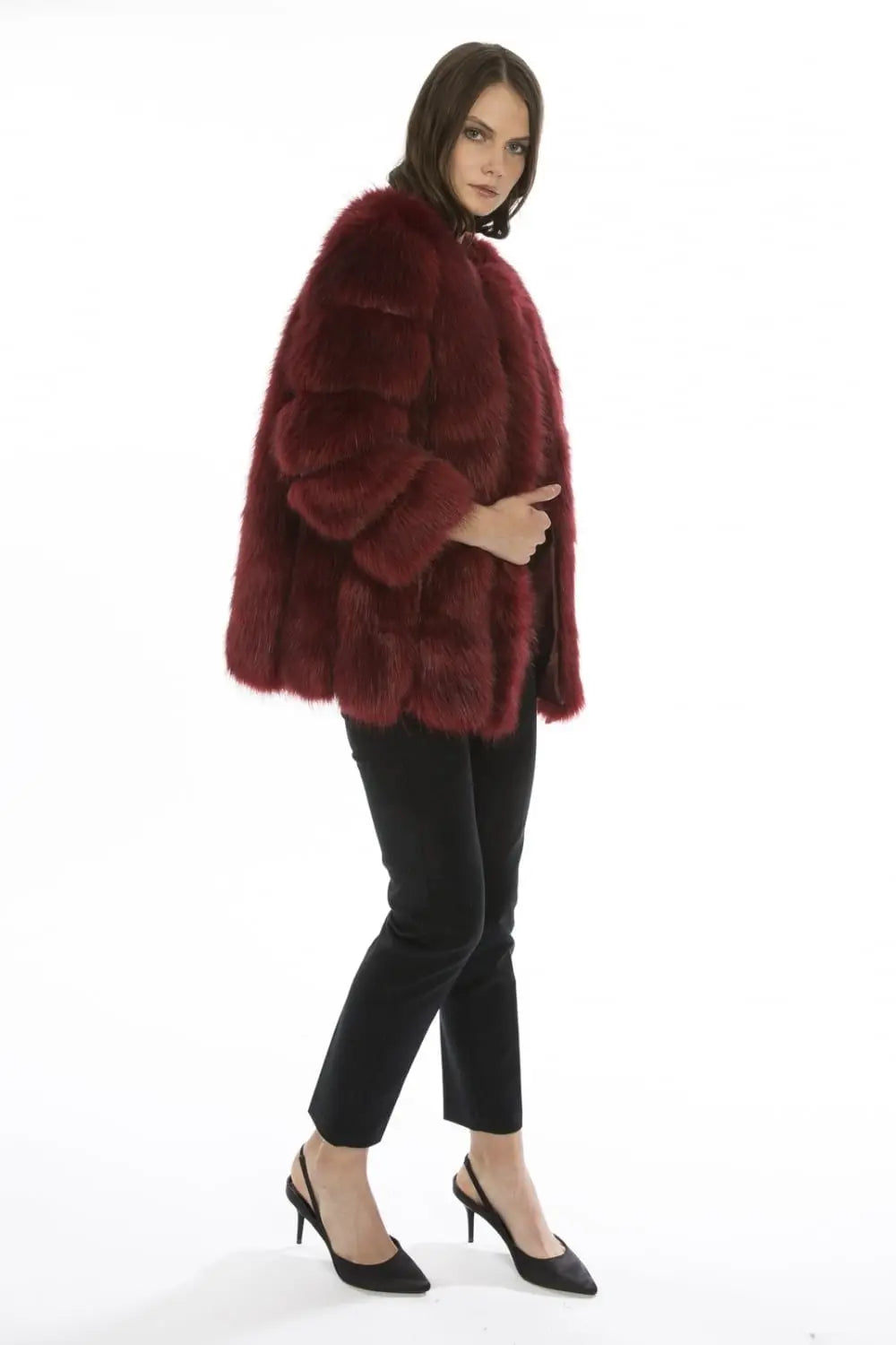 Red Faux Fur Coat-1