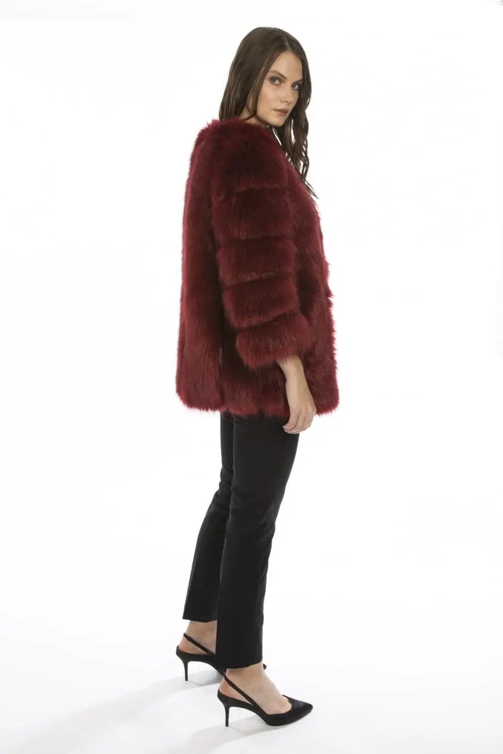 Red Faux Fur Coat-2