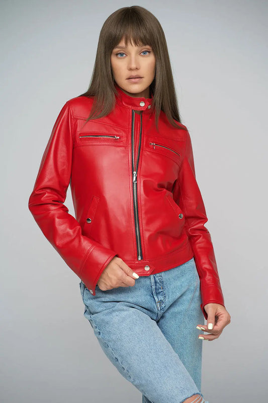 Red Genuine Lambskin Jacket-0