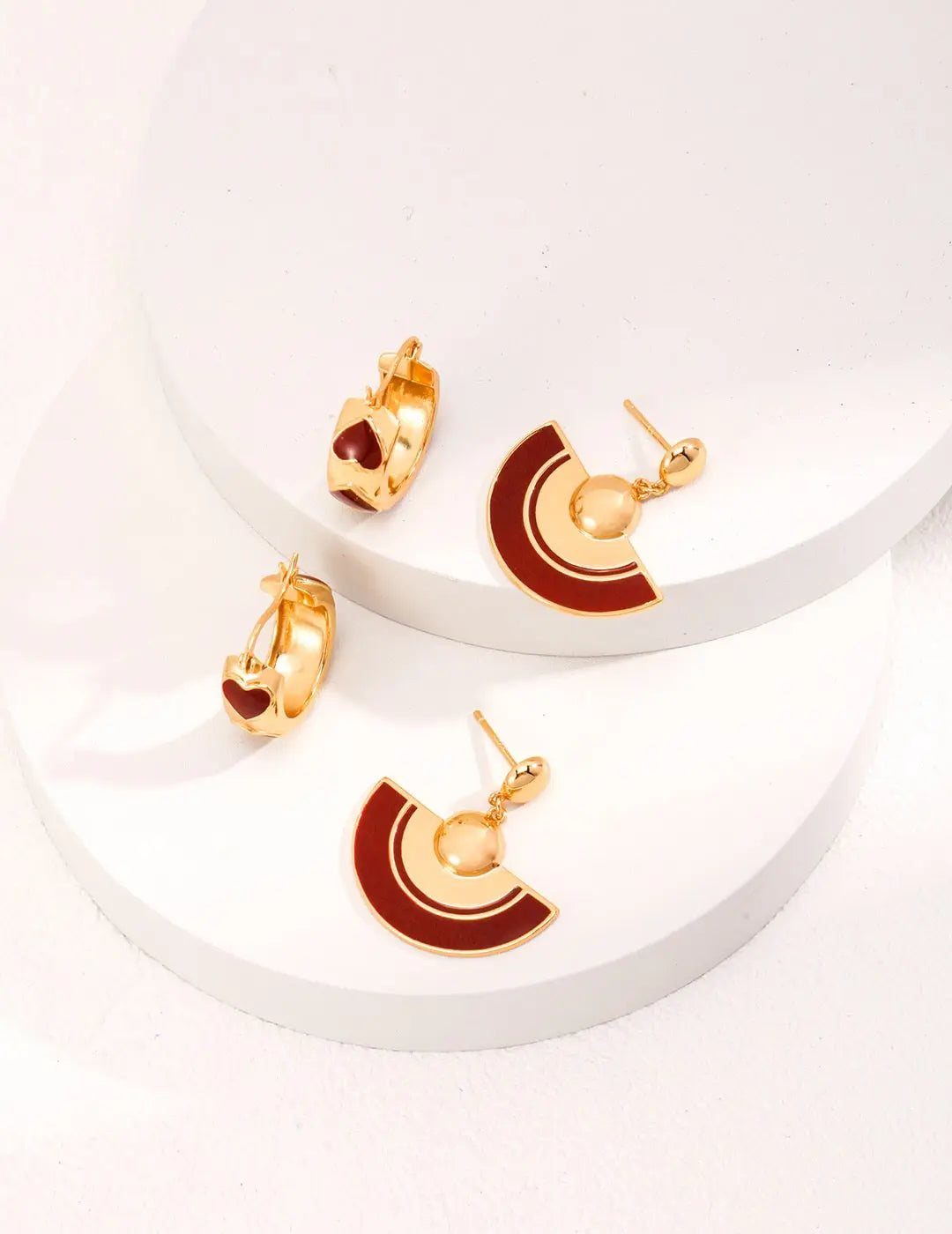 Red Heart Glaze Earrings-2