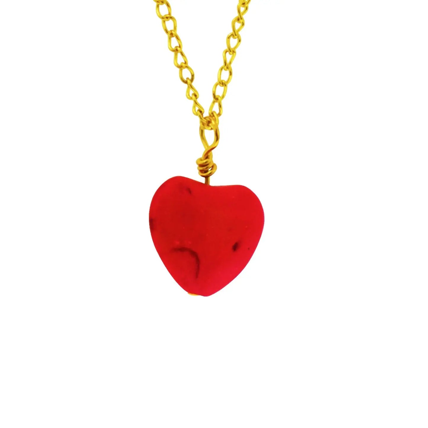 Red Heart Necklace, Heart Pendant - Memoriex