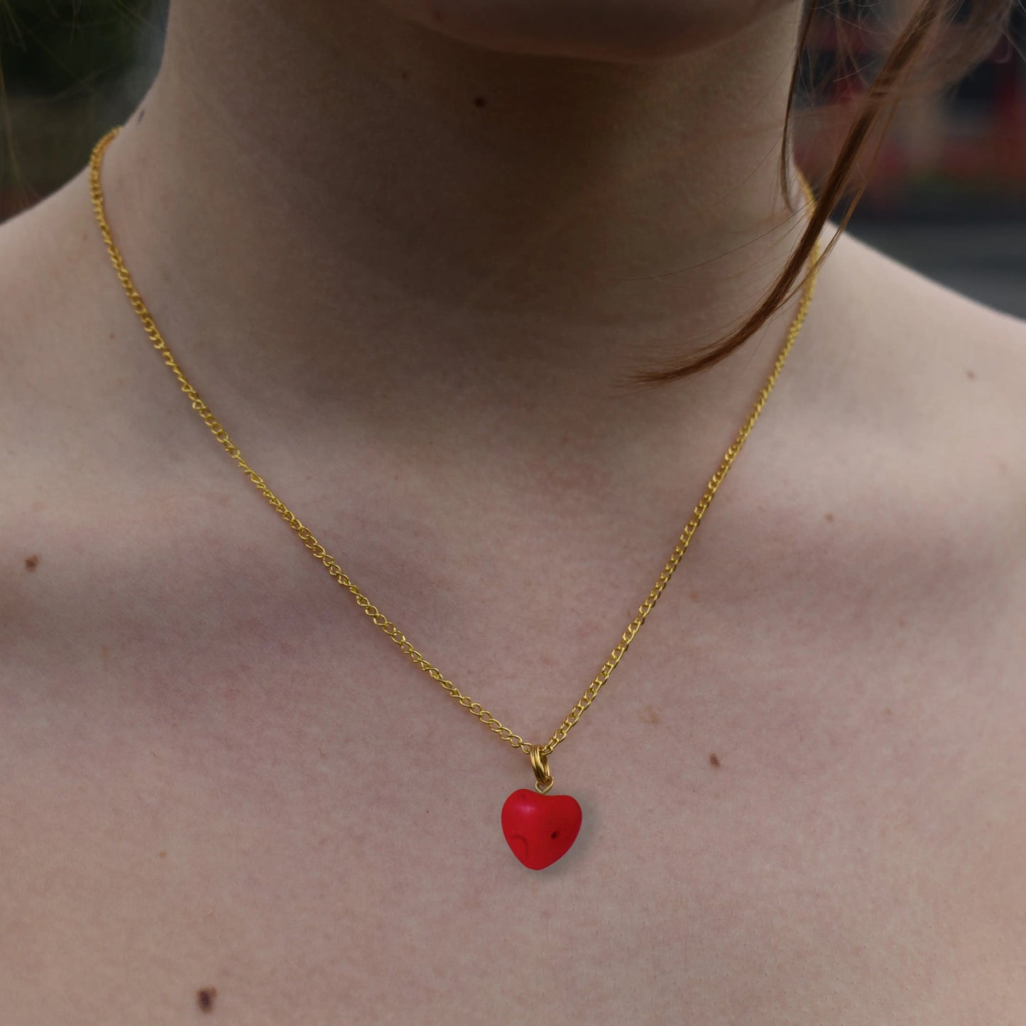 Red Heart Necklace, Heart Pendant - Memoriex