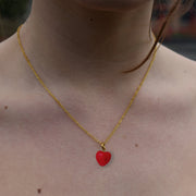 Red Heart Necklace, Heart Pendant - Memoriex