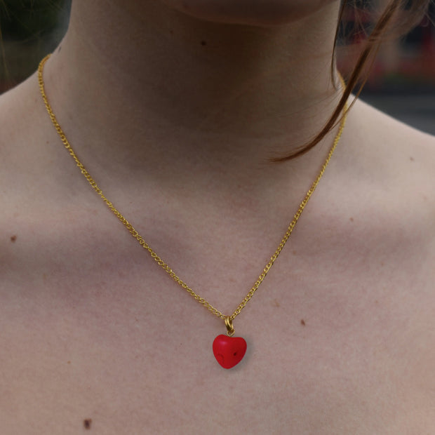 Red Heart Necklace, Heart Pendant - Memoriex