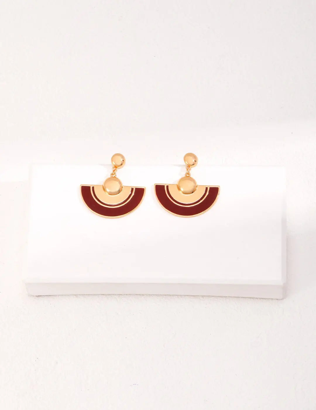 Red Scalloped Glaze Earrings-0