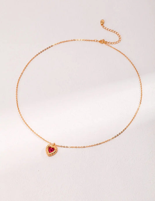 Red Steel Jade Love Zircon Necklace - Memoriex